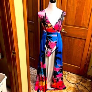 Meenew Women's Hawaii Dress Sexy Bodysuit Sleeveless Long Summer Tropical